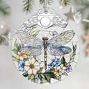Christmas Ornaments: Stained Glass Ornament, Christmas Tree Ornament, Hanging Ornaments for Home Decor & Xmas Tree Decorations Exquisite Holiday Decor, Gifts & Holiday Present - Dragonfly