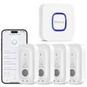 MAXCIO Wi-Fi Water Leak Detector 4 Pack, Smart Water Wireless Sensor with 110dB Adjustable Alarm, APP, SMS, Phone Notifications, 1640ft Transmission Range, Suitable for Basement, Bathroom, and Kitchen