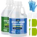 TAKIMO 68OZ Crystal Clear Epoxy Resin Kit - 1:1 Mixing Ratio, Bubble Free & Anti-Yellowing - High Gloss Casting & Coating Resin for Jewelry, River Tables, Bar Top, Countertops & Wood - Heat Resistant