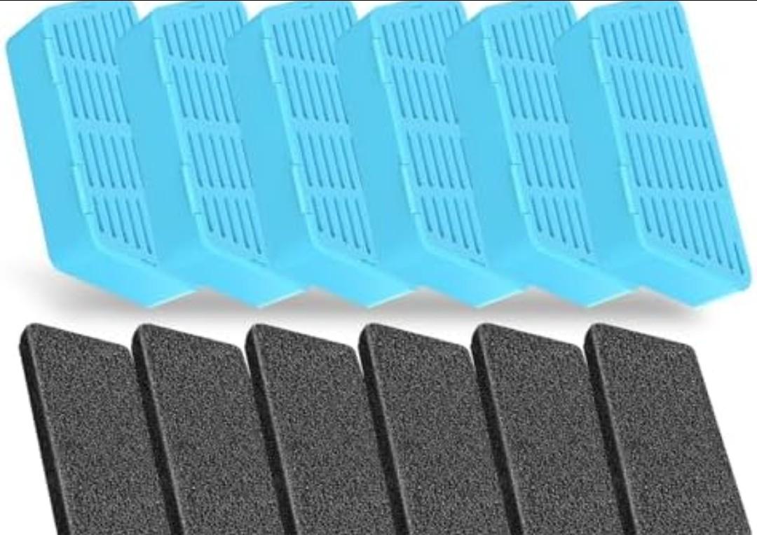 PEKTACO Replacement Cat Water Fountain Filters, 2.2L/74oz Automatic Pet Water Fountain Replacement Filters and Sponges(6 Pack)