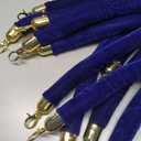 Nuogo 6 Pcs Velvet Stanchion Rope Blue Carpet Party Decoration 5ft Crowd Control Velvet Ropes Safety Barrier with Gold Hook for Event Movie Theaters Grand Opening Hotel Christmas Party Supplies(Blue)