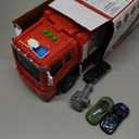 Fire Trucks Toy Set for Boys Age 3-5 4-7, Fire Car Truck for Toddlers 3 4 5 6 Years Old, Transport Truck Christmas Birthday Gifts Race Car Sets, Kids Toddlers Firetruck Toys with Light Sound Shooting