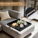 Joy&Grace Large Square Ottoman Tray for Living Room and Coffee Table Decorative Wood Serving Tray with Handles for Breakfast in Bed, Dinner Food TV (Black, 22" x 22" x 2")