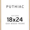 puthiac 18x24 Solid Oak Wood Picture Frame, 18 x 24 Poster Frames for Wall, Vertical or Horizontal, Plexi Front, 1 Pack, Natural Oak
