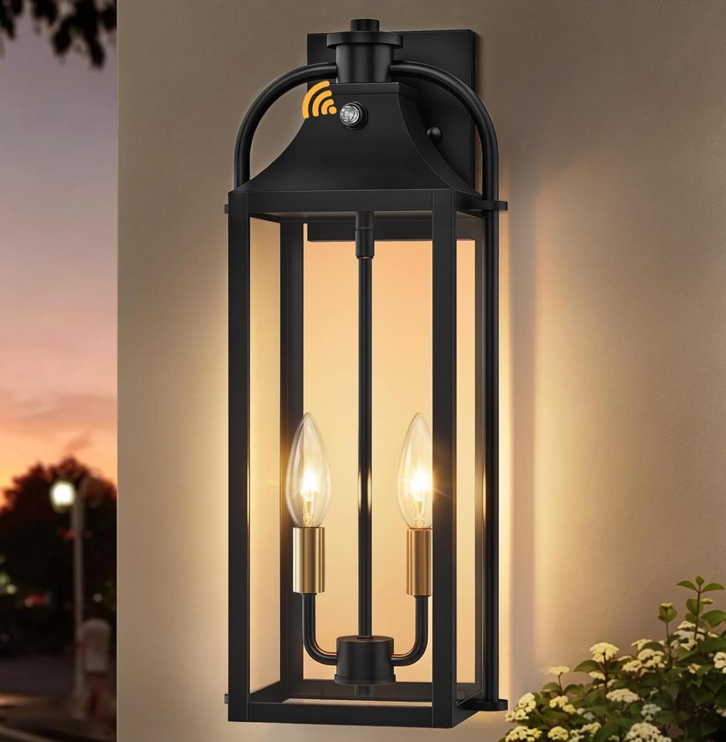 19" Exterior Lighting Fixtures, 2-Light Extra Large Dusk to Dawn Outdoor Lights, Waterproof Anti-Rust Aluminum Wall Lamp, Outside Lighting for House, Outdoor Front Door Decor for Porch, Garage, 1 Pack