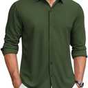 COOFANDY Men's Long Sleeve Wrinkle Free Shirts Button Down Casual Stretch Dress Shirt (Green,Small)