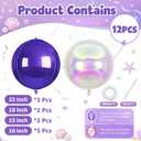 Purple Iridescent Round Balloons, 12Pcs Foil for Mermaid Girls Birthday