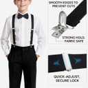 Kids Suspender and Elastic Bow Tie Sets for Boys and Girls Age 1-16 Years (Black)
