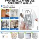 No Drill Curtain Rod Brackets, (8 Pack) Self Adhesive Curtain Rod Holders No Screw Nail-Free, Adjustable Heavy Duty Stick On Curtain Hangers Hooks for 0.5 to 1.3" Dia Rods