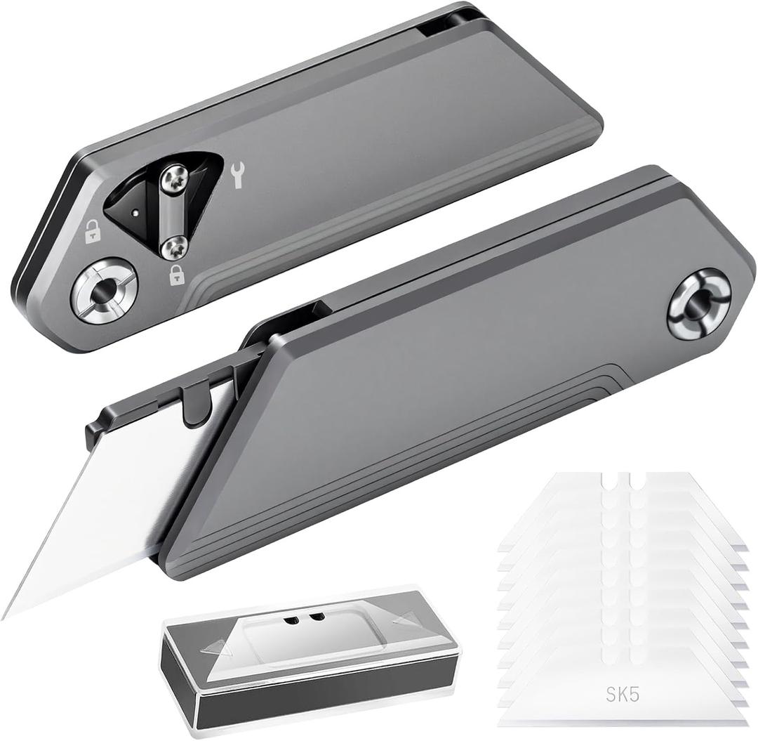 EDC Utility Knife, Mini Pocket Knife for Men Lightweight, Keychain Box Cutter Fidget Knives, Quick Change Retractable,With 10Pcs Blades Replacement