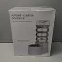 RIZZARI Large Water Dispenser for Dogs: 9L Automatic Stainless Steel Gravity Raised Pet Feeder with Specialized Brush and Triple Filter for Senior Pet Dogs with Neck Pain Garage Living Room (White)