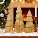 Artmag Set of 3 Christmas Tree Decorations Indoor, Glittering Modern Christmas Tree Decor Tabletop Entryway Table Mantel Centerpiece for Holiday Party (Gold)