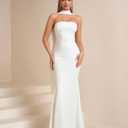 Auraxe 2026 Women's Bodycon Formal Maxi Dresses Elegant Tube Summer Wedding Guest Cocktail Party Dress with Scarf (White, L)