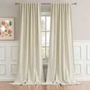 DUALIFE Beige Curtains 102 Length 2 Panels, Cream Blackout Curtains Thermal Insulated Window Treatment Room Darkening Drapes for Living Room Back Tab/Rod Pocket, 52 by 102 Inches Long
