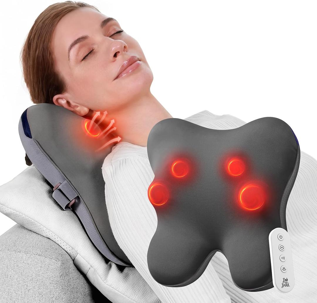 BOB AND BRAD Back Massager with Heat and Remote, EZBack Plus Shiatsu Massage Pillow with 3 Level, Kneading Deep Tissue Massage for Neck, Shoulder, Leg, Upper & Lower Back Pain Relief, FSA Eligible HSA