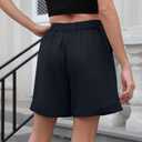 Bettysays Shorts for Women Bermuda Shorts Casual Elastic Waist Wide Leg Shorts with Pockets (XL)