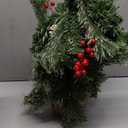 Timer - 3 ft Artificial Small Christmas Tree with 50 Warm White Lights, Mini Table top Christmas Tree, Battery Operated 100 Thick Branches Pinecones Red Berries Burlap Base Xmas Desk, Home Decor