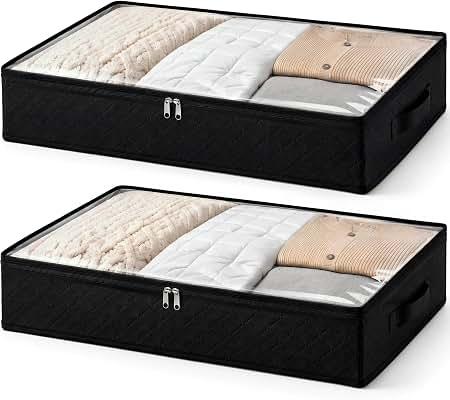 Fixwal Black Underbed Storage Bags with Clear Window and 2 Reinforced Handles Under Bed Storage Containers for Clothing, Bedding, Comforter (2 Pack)
1K+ bought in past month