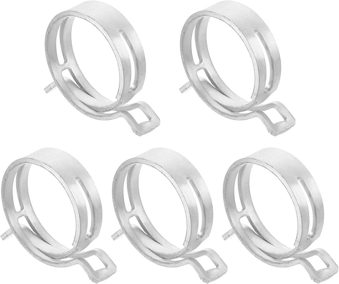 uxcell 5Pcs Spring Band Type Action Fuel/Silicone Vacuum Hose Pipe Clamp, 41mm Low-Pressure Air Spring Hose Clip Clamp for Automotive Oil Pipe Water Pipe, Silver