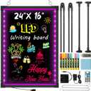 LED Menu Board, 24" x 16" LED Writing Board with Remote Control, Flashing Illuminated Neon Effect Sign Board for Menu - Includes 8 Fluorescent Chalk Markers & Eraser for Restaurant, Bar, Shop, Cafe