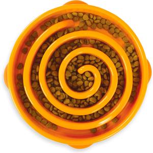 Outward Hound Fun Feeder Slo Bowl, Large Slow Feeder Dog Bowl, 4 Cups, Orange