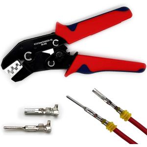 Crimping Tool with Ratchet, Ratcheting Wire Crimper Tool for Open Barrel Terminal Connectors, Electrical Crimping Tool, Crimping Pliers for 20-14 AWG