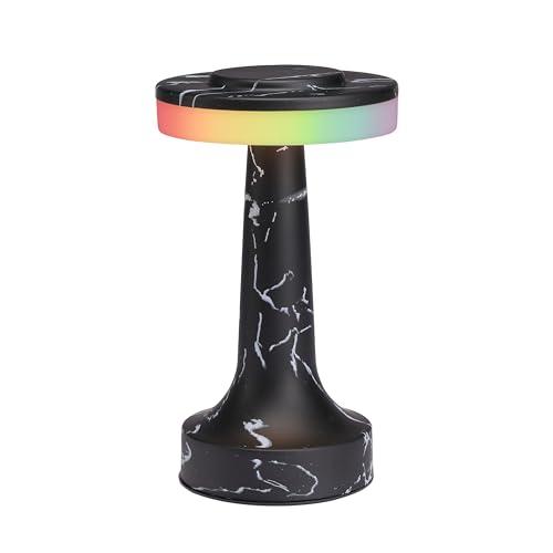 O’Bright Portable LED Table Lamp with Touch Sensor, RGB Light, Dimmable, Rechargeable Battery, Night Light for Kids Nursery, Nightstand Lamp, Bedside Lamp, Black Marble