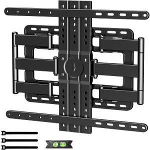 1.2" Ultra Slim TV Wall Mount for 43-90 Inch TVs,Tilt +3/-15 Level Adjustment Thin Low Profile Full Motion Bracket, Dual Swivel Articulating Arms with Tilt Fits 12"/16" Studs Max VESA 600x500mm