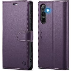 Wallet Case for Samsung Galaxy S25 5G, RFID Blocking Credit Card Holder, PU Leather Folio Flip Kickstand Protective Shockproof Cover for Galaxy S25 (Purple)