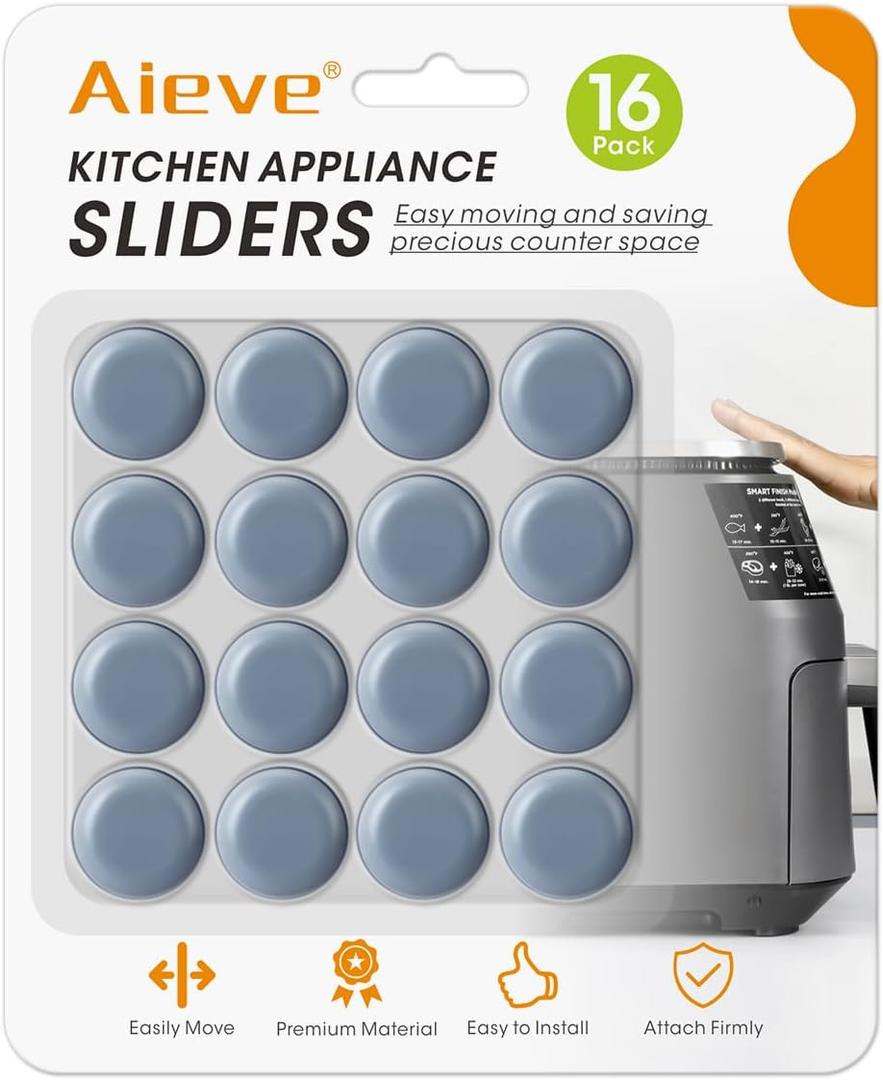 Aieve Appliance Sliders, 16 Pcs Self Adhesive Appliance Slider for Easy Moving & Space Saving, Small Countertop Rollers Kitchen Hacks Mixer Accessories
