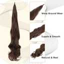 Ponytail Extension Flexible Wrap Around Ponytail Hair Extensions 32 Inch Long Curly Pony Tails Hair Extensions Wavy Hair Ponytails Hairpieces For Women Daily Use (8#(Brown))