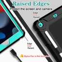 LTROP Case for iPad 9th/ 8th/ 7th Generation (2021/2020/2019) 10.2 Inch with Pencil Holder & Kickstand, Shockproof Protective Cover Case for iPad 9 8 7 Gen, Black/Turquoise