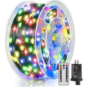 300 LED 98 FT Christmas Lights, Waterproof Outdoor String Lights with Remote and Timer, Christmas Tree Lights with 8 Modes Dimmable, Fairy Lights for Holiday Decor (Multicolor)
