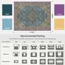 5x7 Boho Machine Washable Low Pile Area Rugs for Living Room Teal Purple