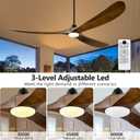 60 Inch Ceiling Fans with Lights and Remote Control, Solid Wood Blade Fan