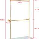 Industrial Clothing Store 2-Tier Pipe and Wood Garment Rack,Wall Mounted Storage Clothes Shoe Bag Hanging Shelves,Retail Shop Clothes Display Stands (Gold, One Pipe Shlef, 47.2" L)