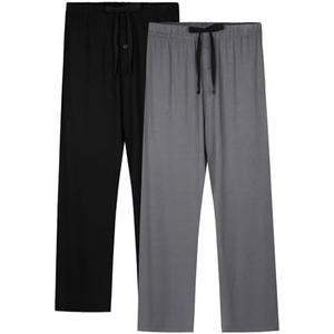 BAMBOO COOL Men's Pajama Pants Sleep Lounge Bottoms Soft Comfy Pj Pant Sleepwear with Pockets 2 Pack XXXL