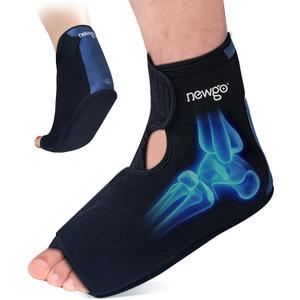 NEWGO Ankle Ice Pack Wrap for Swelling Relief, 2 Hours Long Lasting Cold Therapy Foot Heel Ice Pack Wrap for Plantar Fasciitis Relief, Foot Surgery, Sprained Ankle