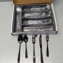 20 Pcs Black Silverware Set, Food-Grade Stainless Steel Flatware Set for 4, Square Cutlery Set, Mirror Polished Tableware Eating Utensils Set for Kitchen, Include Knife Fork Spoon Set,Dishwasher Safe