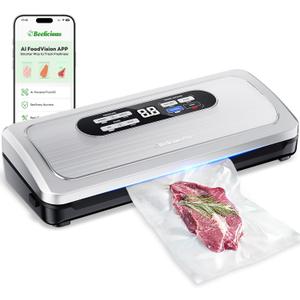 Vacuum Sealer Machine with AirLock ProSeal System, 10-in-1 Vacuum Sealer for Food, Dry & Moist Modes, Compact Design, Built-in Cutter & Roll Storage, Stainless Steel