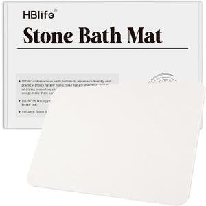 HBlife Stone Bath Mat, Quick Dry Diatomite Stone Bath Mat for Bathroom, Stone Drying Mat for Kitchen Counter, Natural Diatomaceous Earth Bath Stone Mat (23.5" X 15") (White)