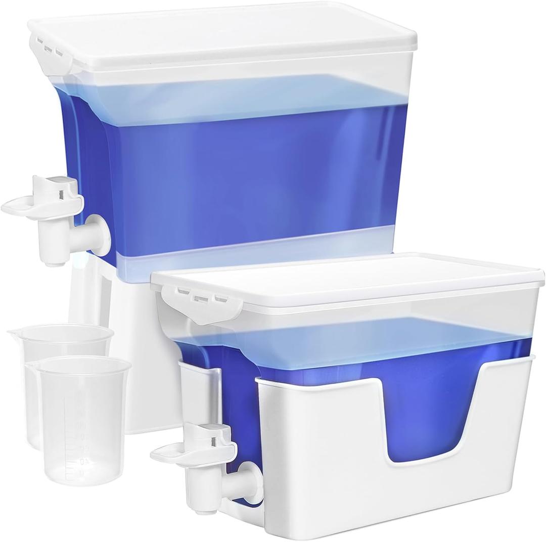 Conworld Laundry Detergent Dispenser, 1 Gallon Liquid Laundry Detergent Dispenser with 2 Cups, 2 Pcs Fabric Softener Dispenser for Laundry Room Organization, for Liquid Detergent, Bleach, Laundry Soap