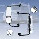 Left Chrome Door Mirror Assembly for Freightliner M2, Door Mirror with Arm Fit for Freightliner M2 2004-2016 Truck