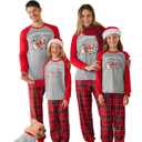 Haloumoning Family Christmas Pajamas Matching Sets Xmas PJs Sets Holiday Jammies Sleepwear Grey, Size: 5-6 Years