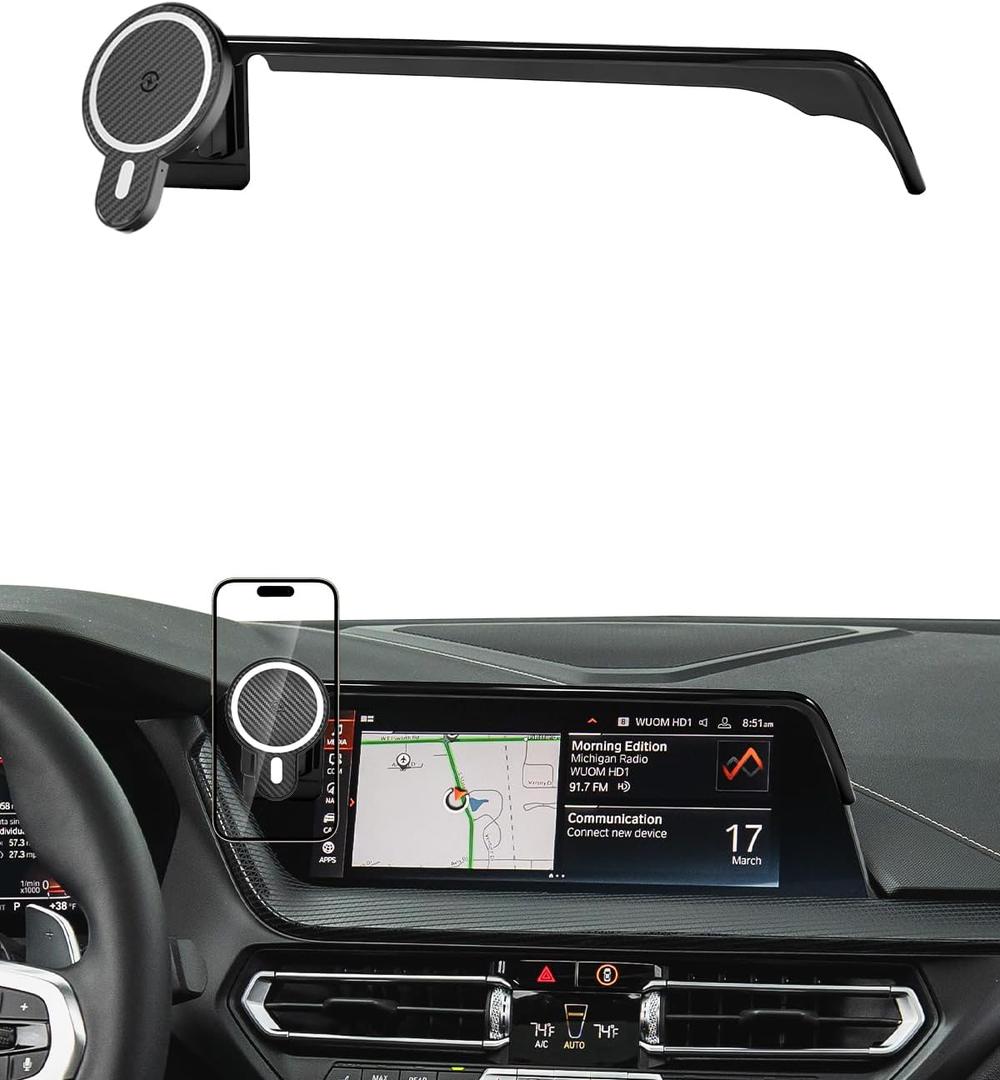 PZK Car Phone Holder for BMW 3 Series 2019-2022/ BMW 4 Series 2021-2023/BMW 2 Series 2022-2024 Accessories 10.25-Inch Screen Fixed Clip Magnetic 15W Fast Wireless Charger Car Phone Mount 360 Rotation