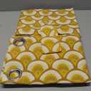 VOGOL Thermal Insulated Window Room Grommet Curtain Drapes for Bedroom and Living Room, Set of 2 Curtains & Panels, 52 x 84 Inches, Yellow Geo Pattern in White