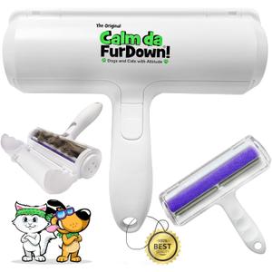 Calm Da Fur Down Pet Hair Remover Reusable Roller - Portable Effective Dog & Cat Hair Remover- Pet Lint Roller Extra Sticky for Couch, Cat Trees, Dog beds, Carpet, Bedding, Car, Home Fur Removal Tool