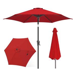 FLAME&SHADE 9ft Patio Umbrella Outdoor - Table Umbrella with Push Button Tilt and Crank, UV Protection, 6 Sturdy Ribs, Market Umbrella for Garden, Deck, Backyard, Lawn, Pool and Beach(Red) FLAME&SHADE 9ft Patio Umbrella Outdoor - Table Umbrella with Push Button Tilt and Crank, UV Protection, 6 Sturdy Ribs, Market Umbrella for Garden, Deck, Backyard, Lawn, Pool and Beach(Red)