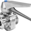 DERNORD 1.5 Inch Tri Clamp Butterfly Valve with Trigger Handle Stainless Steel 304 Tri Clamp Clover (1 Inch Tube OD)