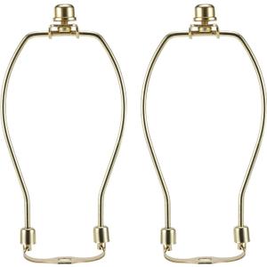 8 Inch Brass Lamp Harp Holder Kits with Finials and Detachable Saddle Bases, Light Duty, Saangseon Set of 2 DIY Lighting Accessories Horn Frame Lampshade Brackets